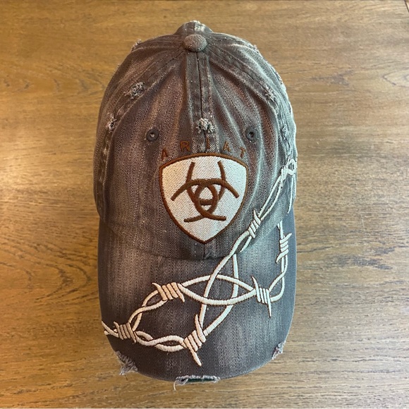 Ariat Other - Ariat Western Baseball Cap Distressed Adult Adjustable Brown Embroidered Logo